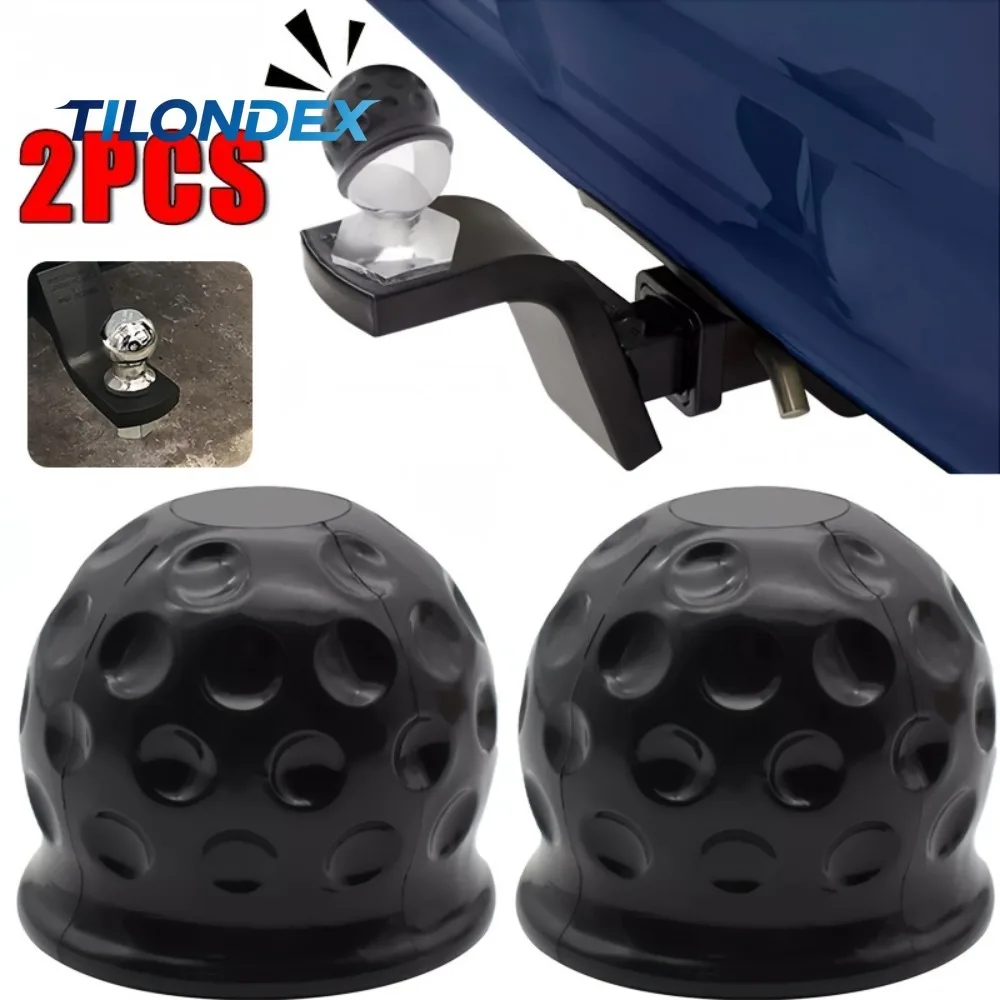TILONDEX 2pcs Universal Vehicle Tow Ball Cover Black Plastic Trailer Protective Cap for RV