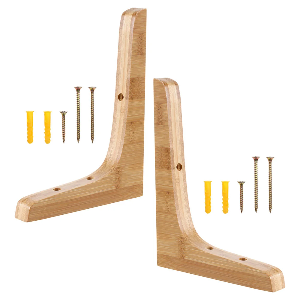 

2 Pcs Triangle Shelf Bracket Solid Wood Flower Stand Floating Support Bamboo Wooden Brackets