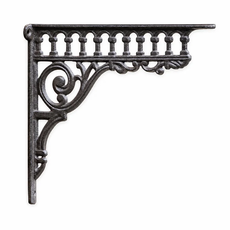 Vintage Cast Iron Shelf Bracket, Decorative Scrollwork Wall-Mount Corner Support for Wood Shelves, Rustic Farmhouse Decor