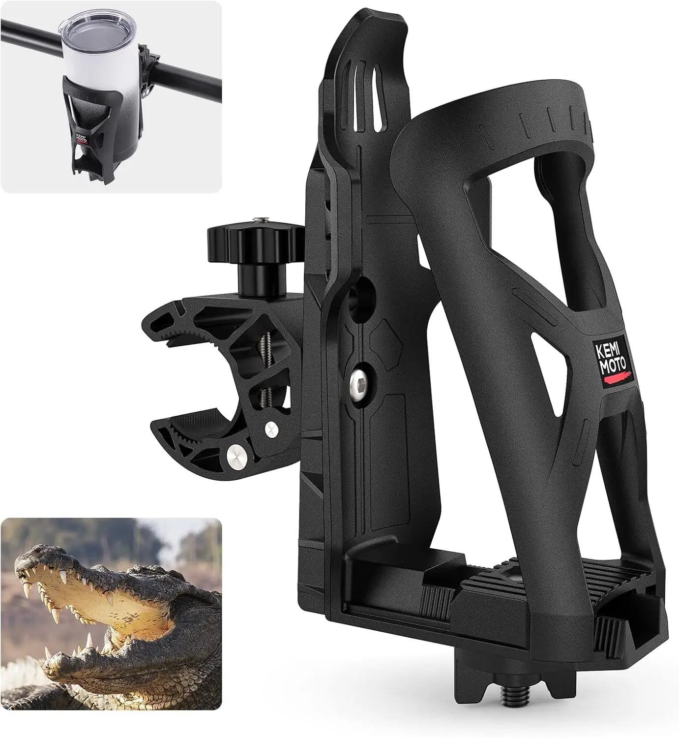 

Motorcycle Cup Holder with 360° Rotating Clamp for ATV Dirt Bike, Adjustable Drink Holder for Water Bottles Up to 3.5" Diameter