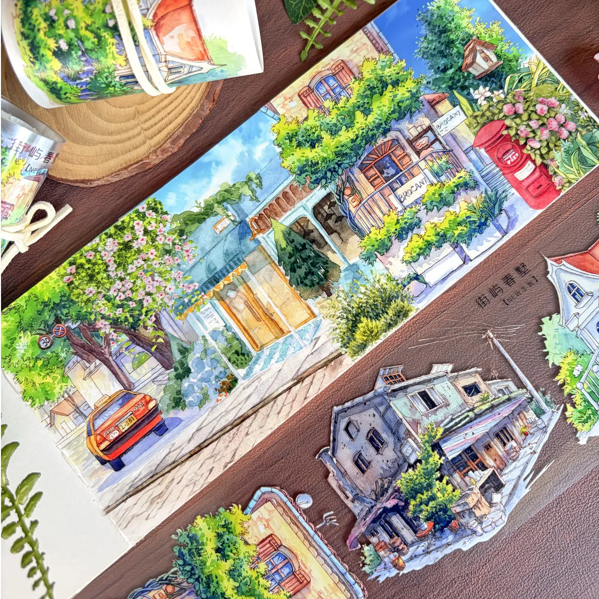 New Scenery Washi Tape Street Island Spring Villa Old Building Shop Landscape PET Sticker for Journal Scrapbooking