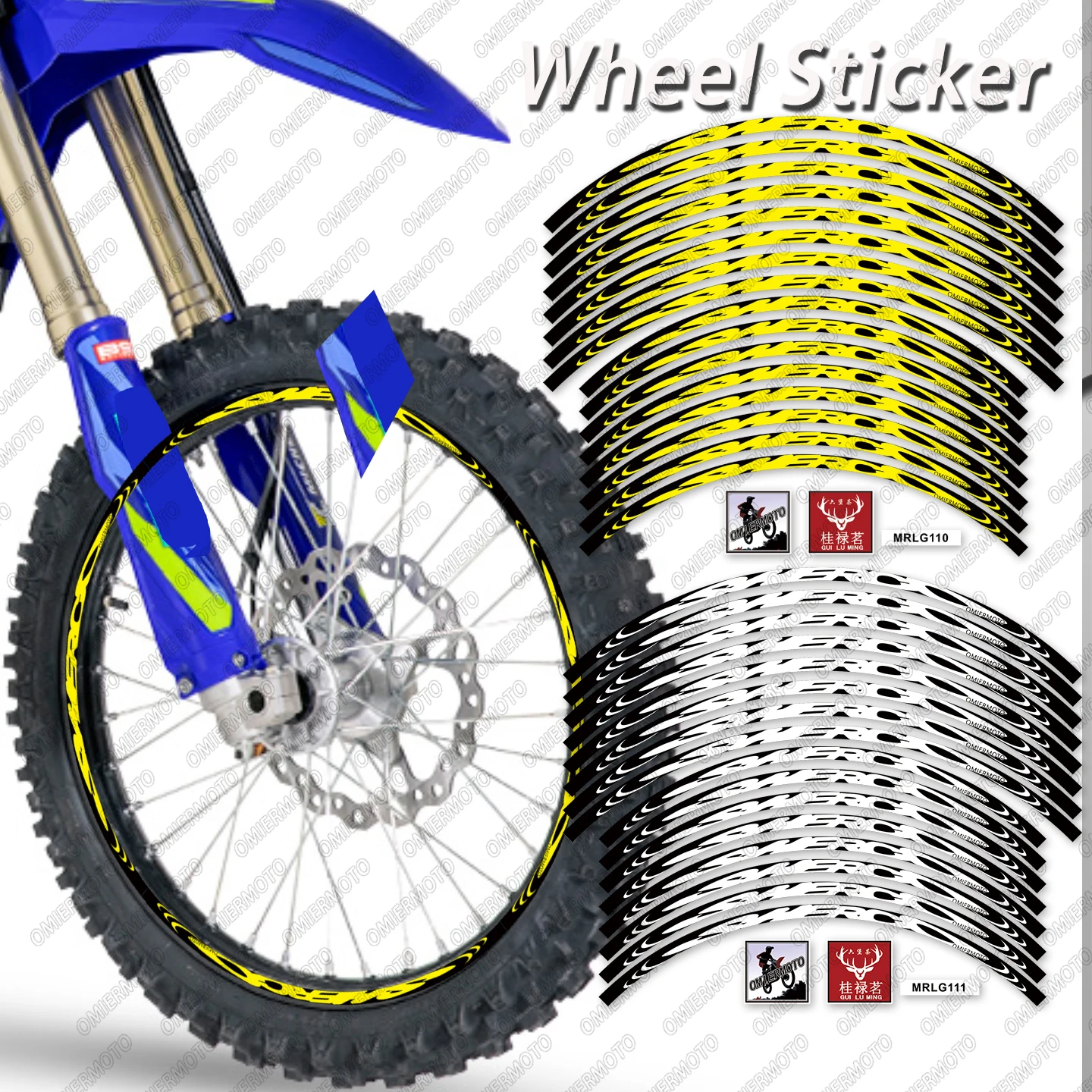 

For MOTOCYKLY SHERCO MY2026 125 HRD SE Front 21 inches, rear 18 inches Reflective Motorcycle Wheel Sticker Rim Decals