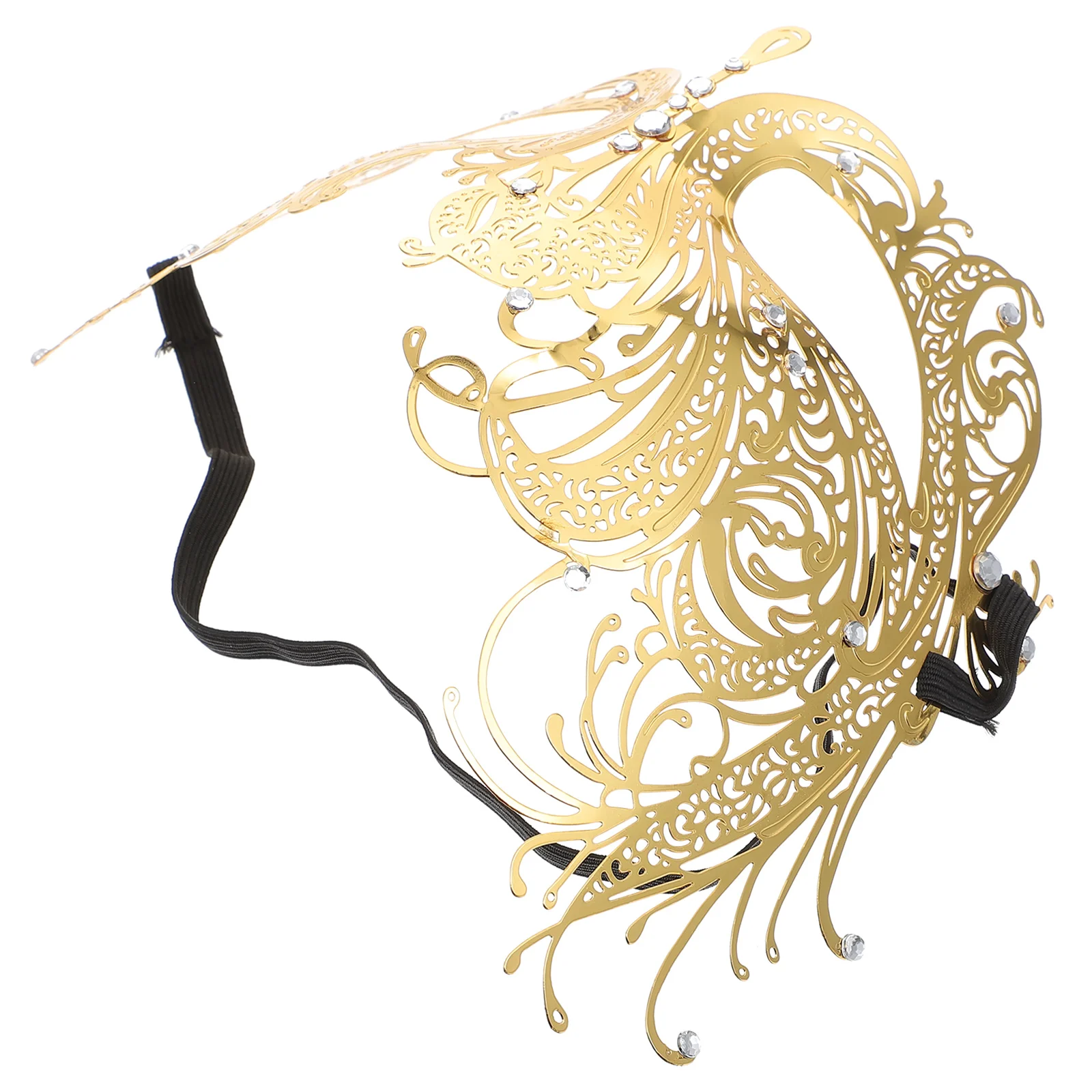 

Metal Diamond Golden Half Face Alloy for Festival Performance Decor Masquerade Reusable Lightweight Comfortable Design Party