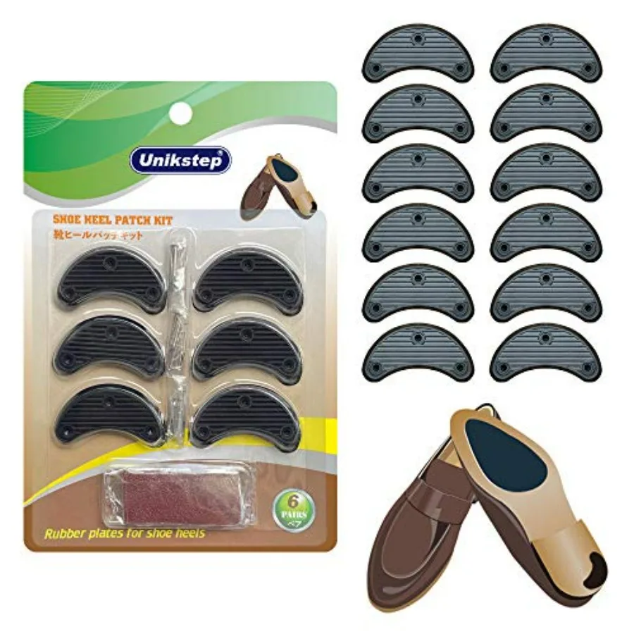 

6 Pairs Shoe Heel Plate Tap, Shoe Heel Side Worn Repair Rubber Patch, Replacement Kit