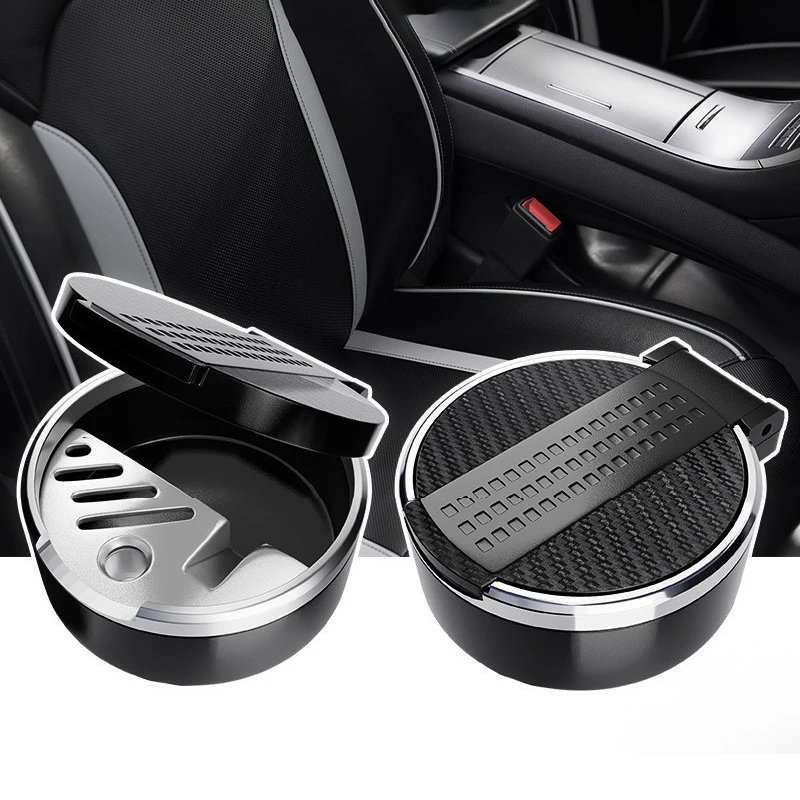 High-Temperature-Resistant Car Ashtray, Portable And Compact Flip-Top Windproof Ashtray, Electroplated Household Ashtrays