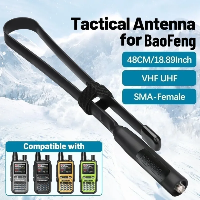 Dual Band VHF UHF 136-520MHz 47cm Foldable CS Tactical SMA-F Ham Radio Antenna for Baofeng UV-5R UV-82 BF888S GT-3 Two Way Radio