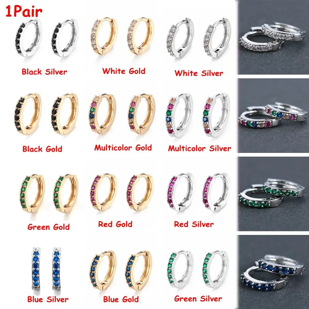 Cartilage Tragus Body Jewelry Huggie Hoop Earring Nose Ring CZ Ear Piercing Colorful CZ Earrings Zircon Ear Stud Cubic Zirconia
