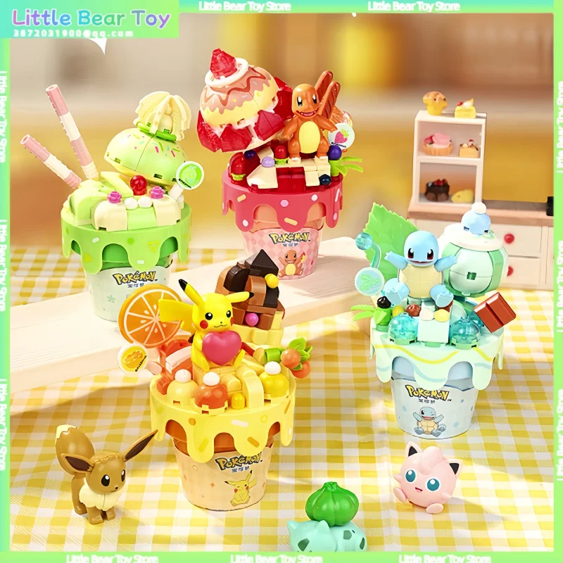 New Keeppley Enlightenment Ice-Cream Cone Series Building Blocks Pikachu Charizard Bulbasaur Infernape Squirtle Scizor Toy Gifts