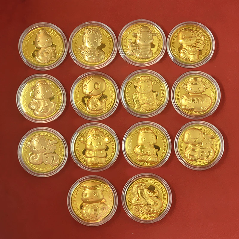 2025 Anno del serpente Moneta d'oro fortunata Monete commemorative Zodiaco cinese Distintivo da collezione Monete commemorative