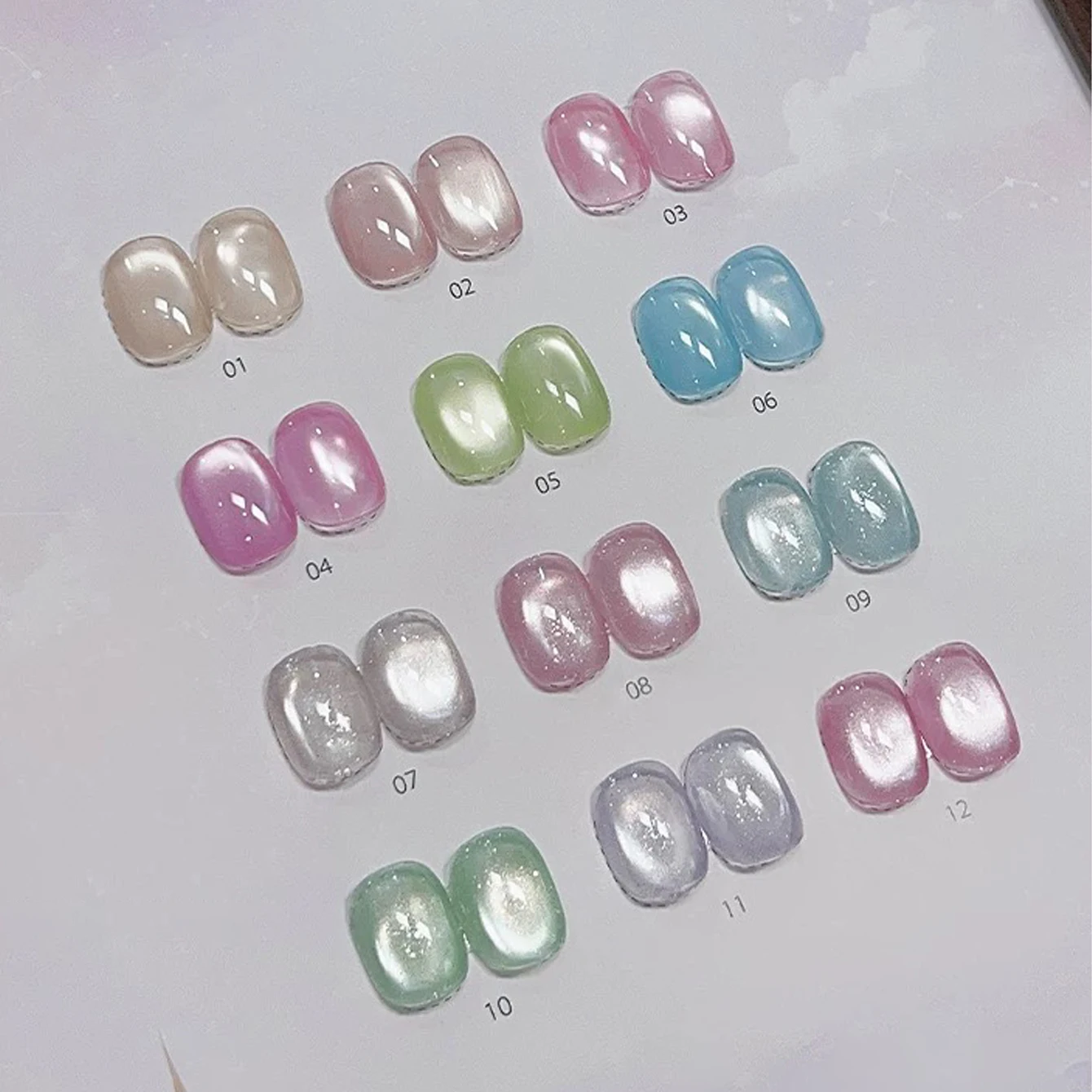 12 STUKS Set 2025 Nieuwe Nail Art Zodiac Aurora Sprankelende Cat Eye Kleurrijke Meteor Kristalglas Gel Nagellak, Duurt voor 28 Dagen