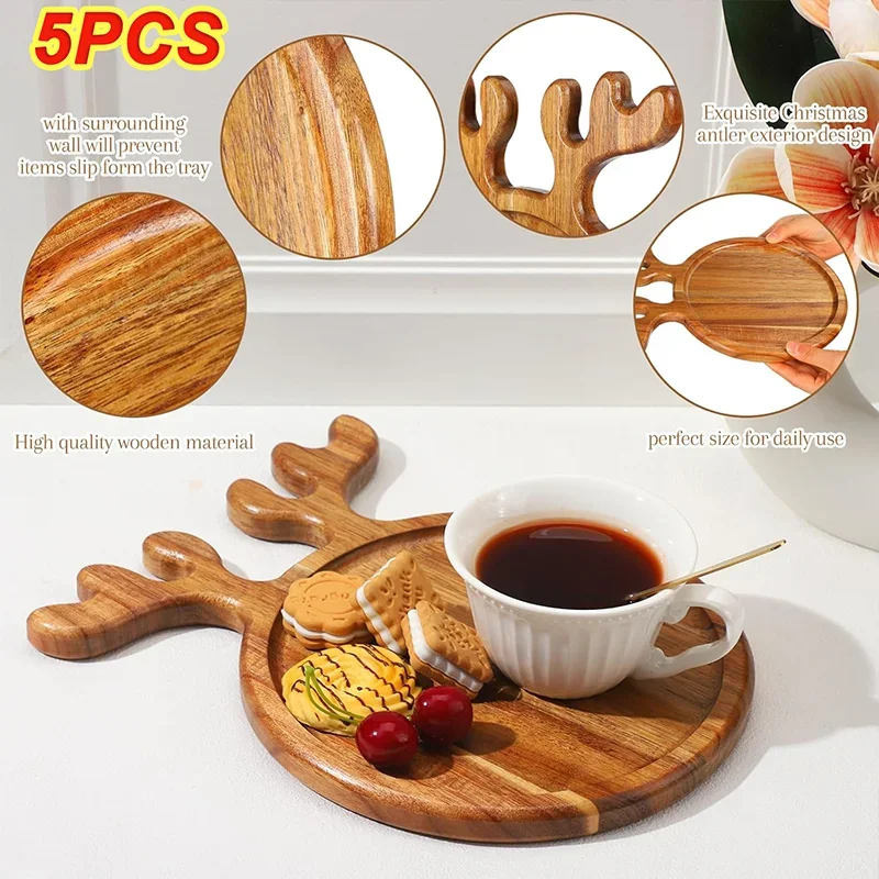 Plato decorativo para aperitivos, bandeja navideña para postre, aperitivos, frutas y gallinas, plato para servir de madera, tabla para salchichas, suministros de cocina