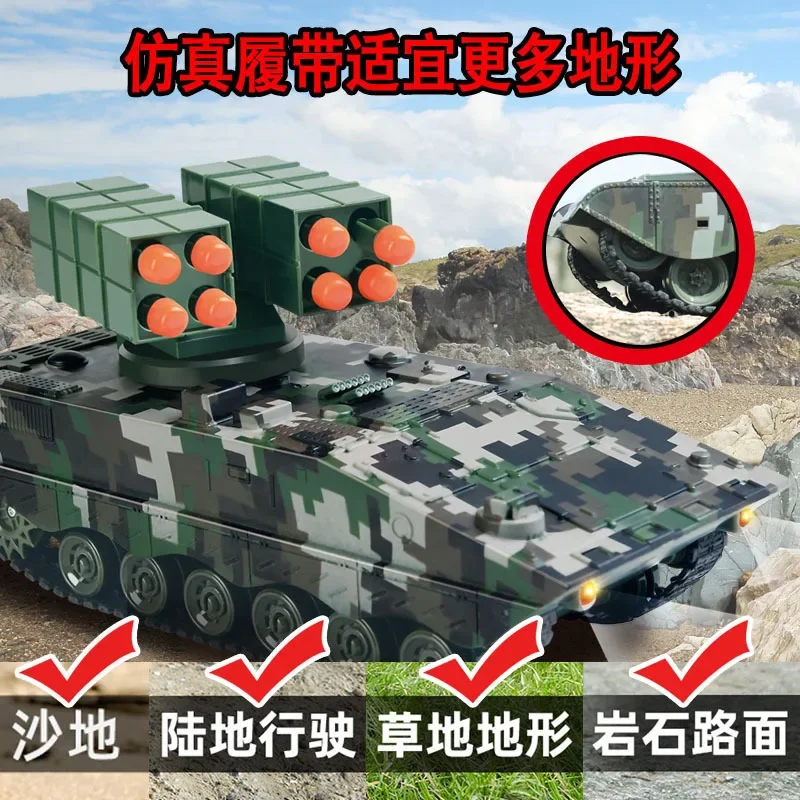 Military War 2.4g Rc Missile Vehicle Battle Remote Control Toy Car With Shoot Bullets Model Tank Electronic Acousto-Optic Toys