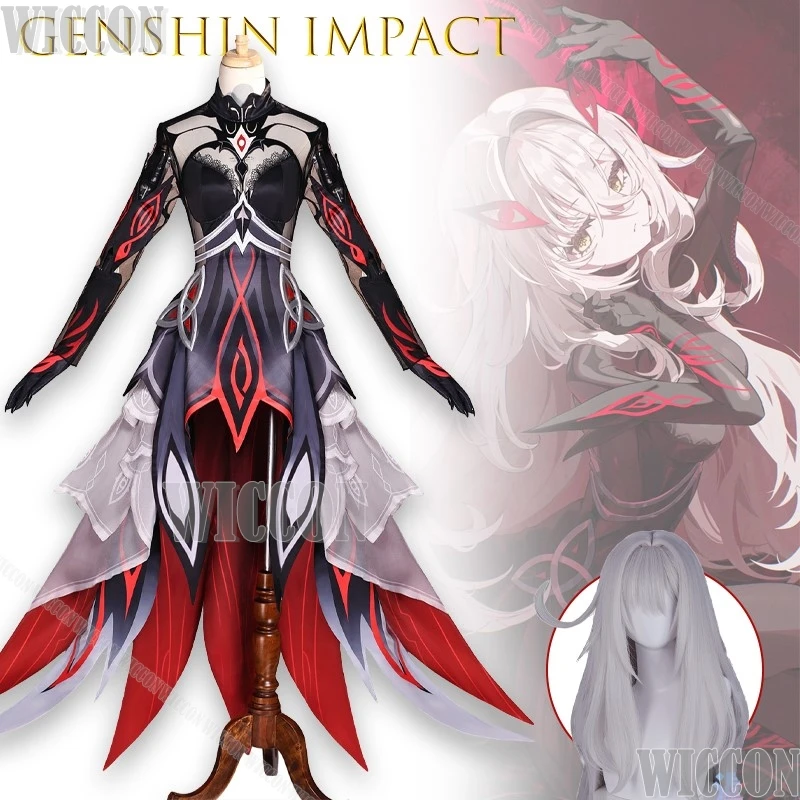 مجموعة كاملة من الزي التأثيري Genshin Impact Ronova Ruler Of Death Death Archon مع أجنحة وبدلة لعبة Comic Con Festival #1