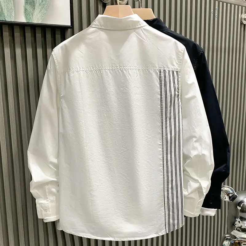 2025 Trendy Brand Autumn Long-sleeved Shirt for Men Striped Trendy Loose and Versatile Cardigan