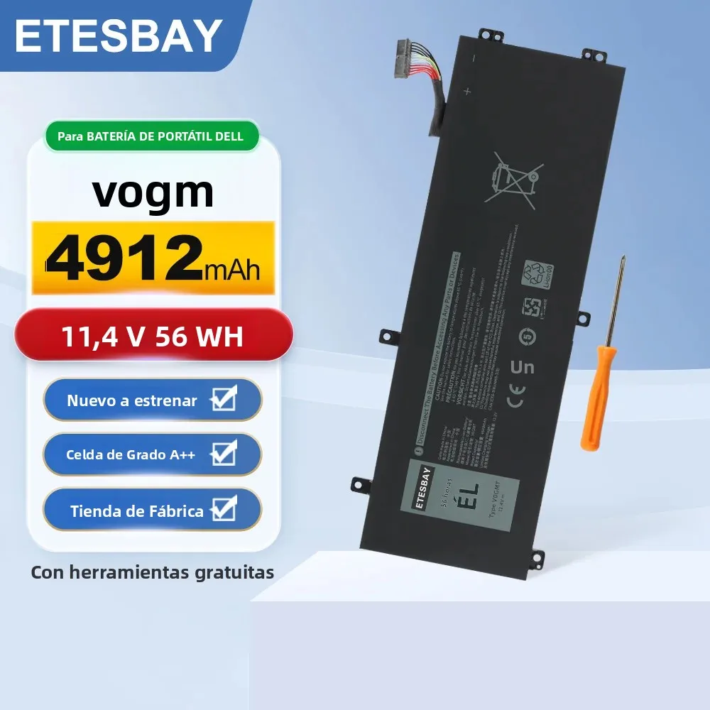 Batería para ordenador portátil ETESBAY V0GMT para Dell G7 17 7700, para Dell Inspiron 15 7501, para Dell Vostro 15 7500 Series Notebook, 11,4 V, 56Wh