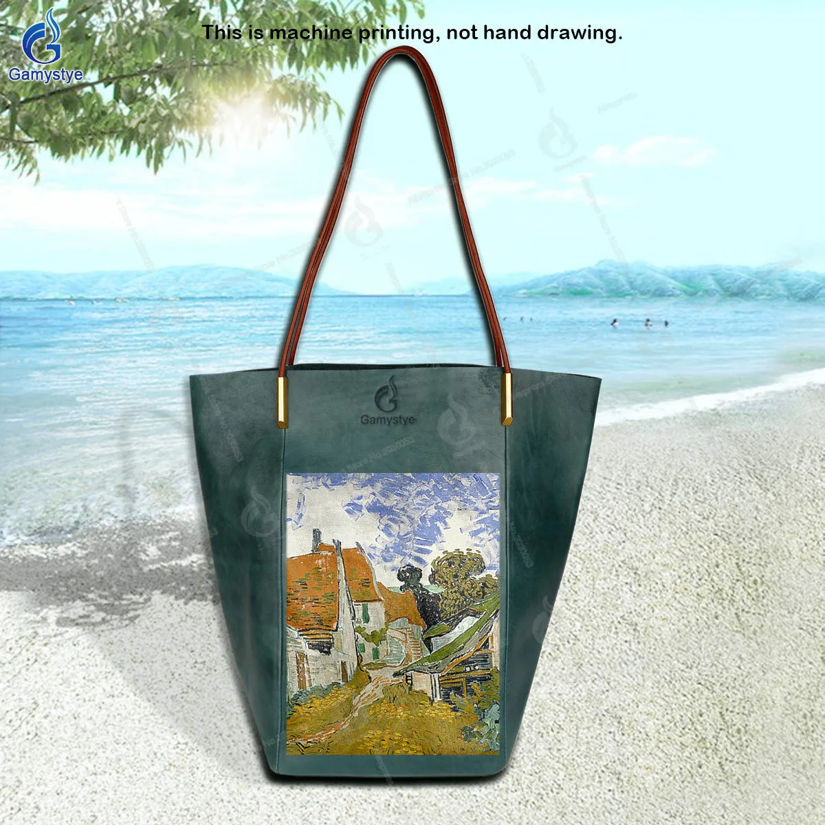 

Personalizar Bolso Art Printed Beautiful town Bag Original Brand Women Bag Shopping Bag Handbags Luxury Designer Free Shipping