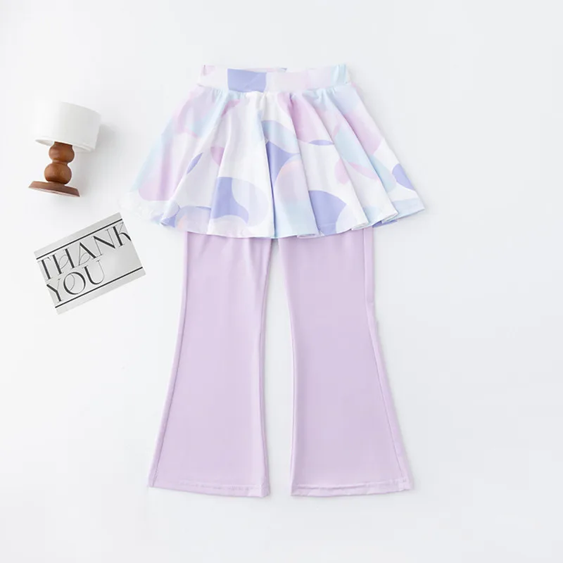 new girls spirng summer casual pants Children clothes 3-9y students 110-160 fashion kids bell-bottoms solid sport skirt pant