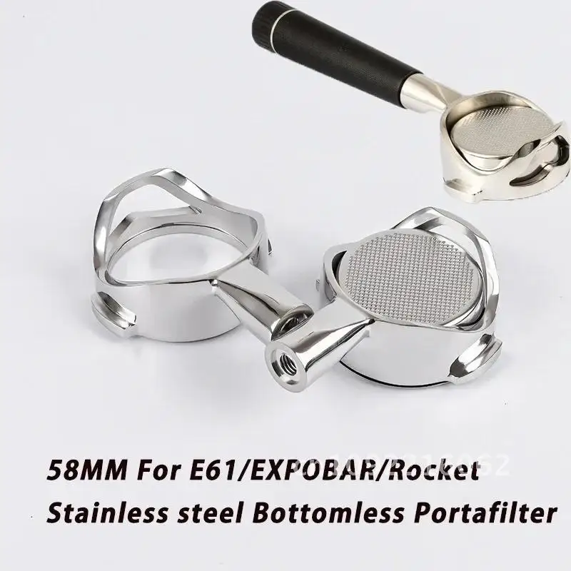 58mm Bottomless Hollow Portafilter for E61/EXPOBAR/Rocket/Gemilai Universal Stainless Steel Espresso Machine Refit Filter