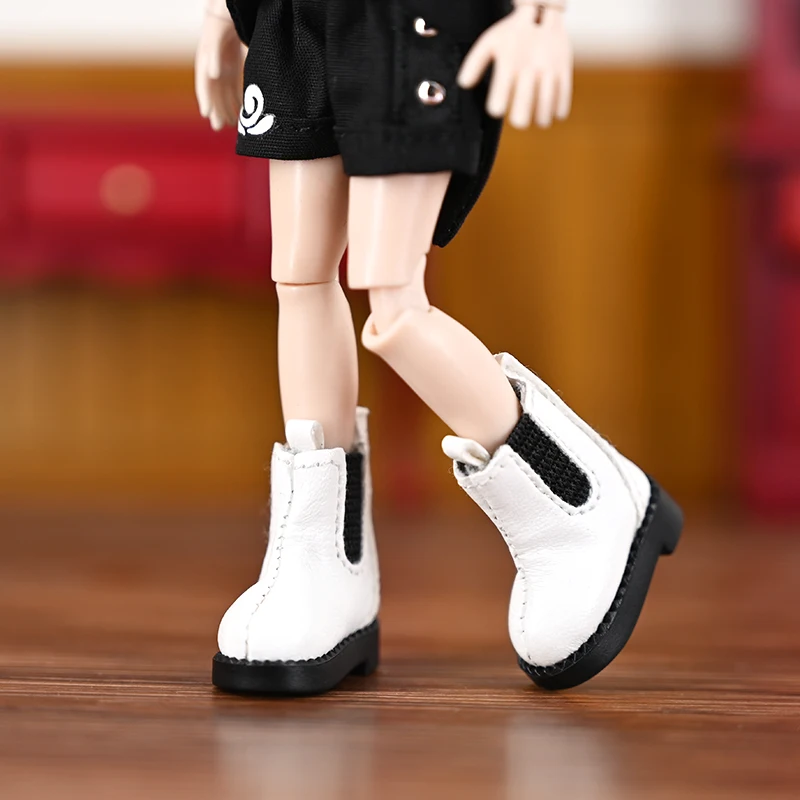 Ob11 Doll High Top Shoes 1/12 Inch Leather Shoes Boots Handmade For Gsc Body9 Ymy Hand Hook Doll