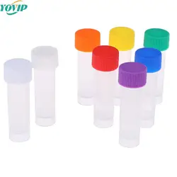 10Pcs 5ml Plastic Test Tubes Vials Sample Container Powder Craft Screw Cap Bottles For Office School Chemistry Supplies