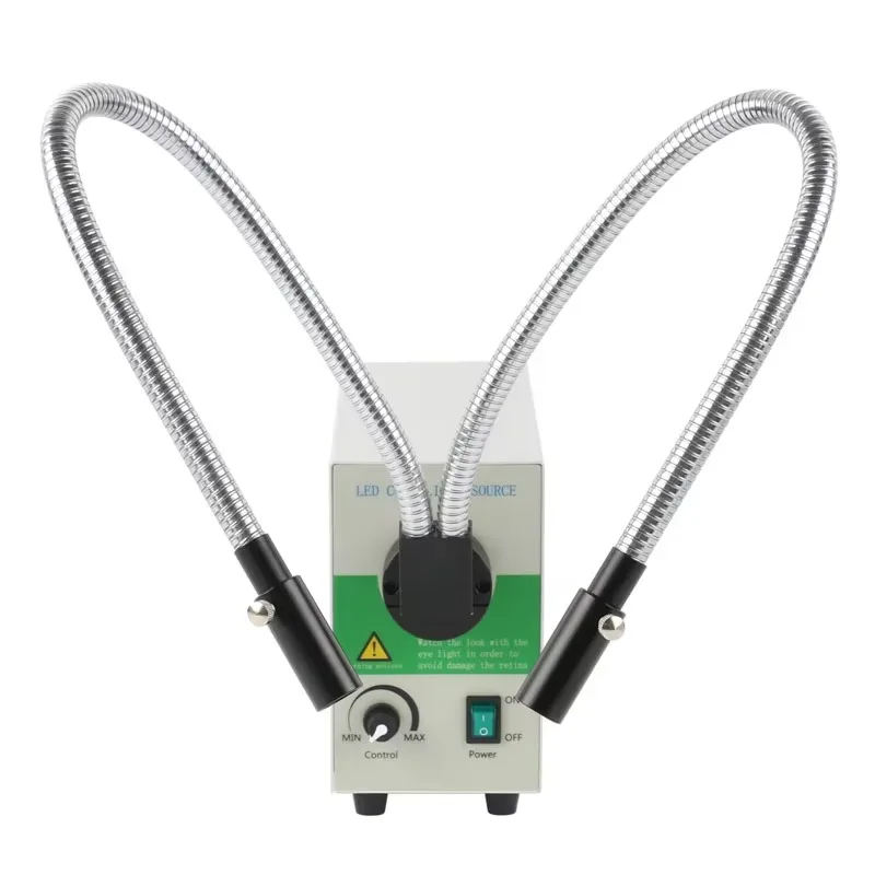 6500K Dual Gooseneck LED Fiber Optic Light Source 30W Medical Cold Light Lab Microscope Industrial Detection Illuminator