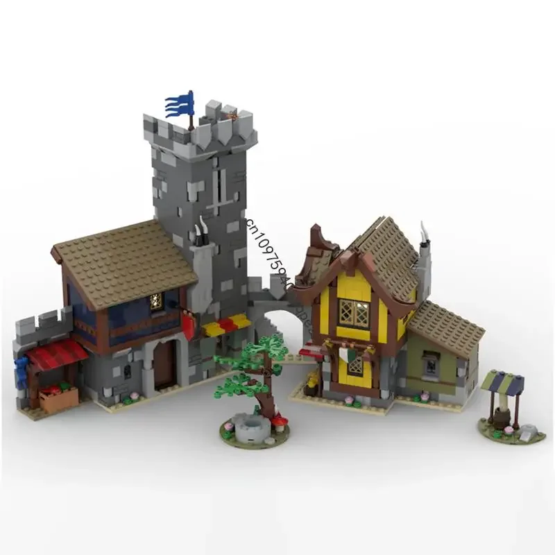 

New 1234Pcs Moc European Medieval Street View Town Square Castle Model Diy Creative Ideas Kids Toy Birthday Gift Custom Puzzle