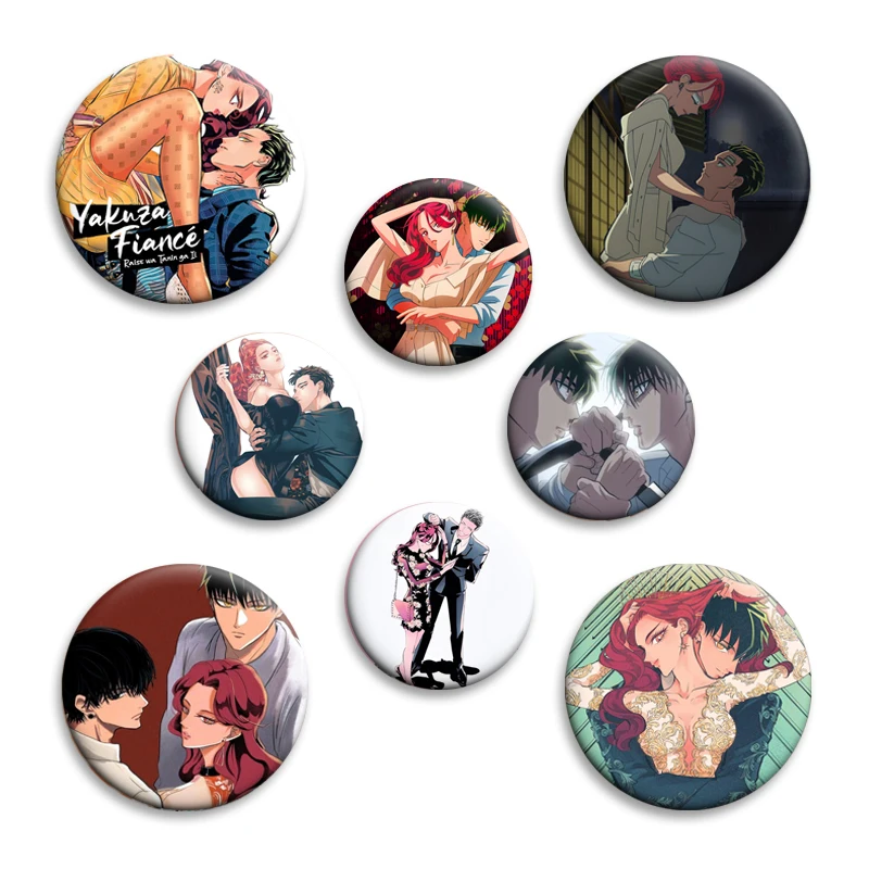 

32/58mm Anime Yakuza Fiancé Figures Brooches Handmade Enamel Pins Cosplay Badge for Collar Backpack Hat Decoration Fashion Gifts