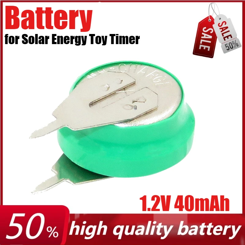

1.2V 40mAh Rechargeable Ni-MH Button Coin Battery for Solar Energy Toy Timer LED Calendar with Welding Pins
