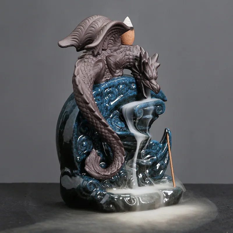 1pc Ceramic Moon Castle Backflow Incense Burner with Roman Columns and Pterosaur Home Decor (Without Incense）