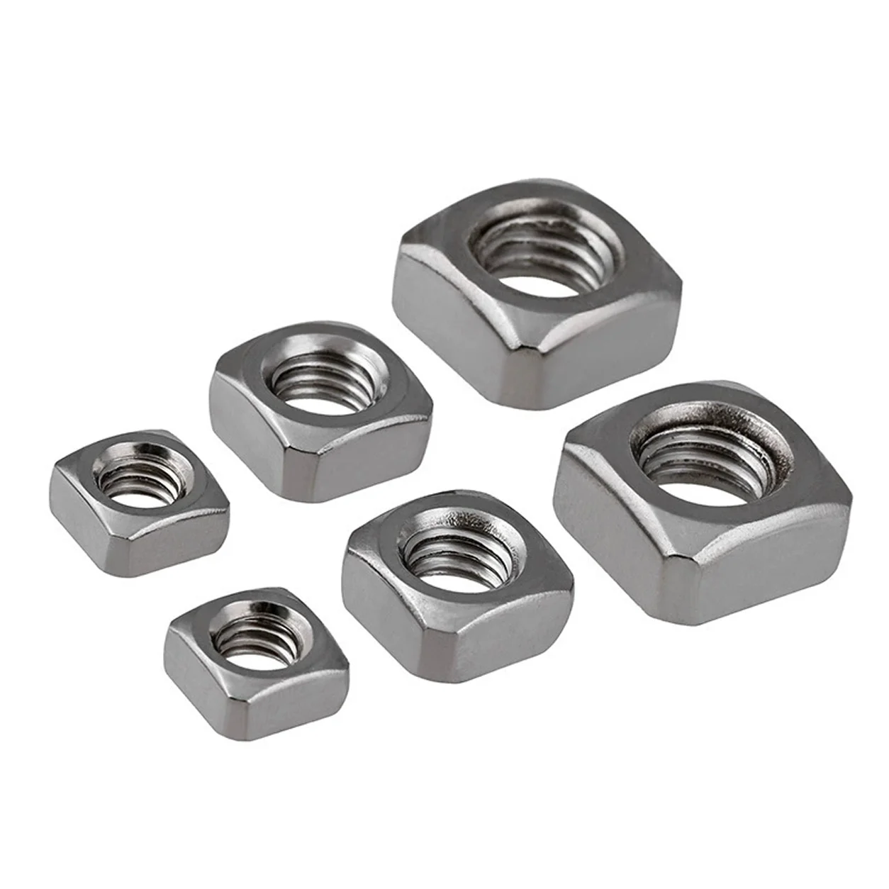 DIN557 Square Nuts 304 316 Stainless Steel M3 M4 M5 M6 M8 M10 M12 Four Sided Metric Thread Nuts for Machinery Fastening Hardware