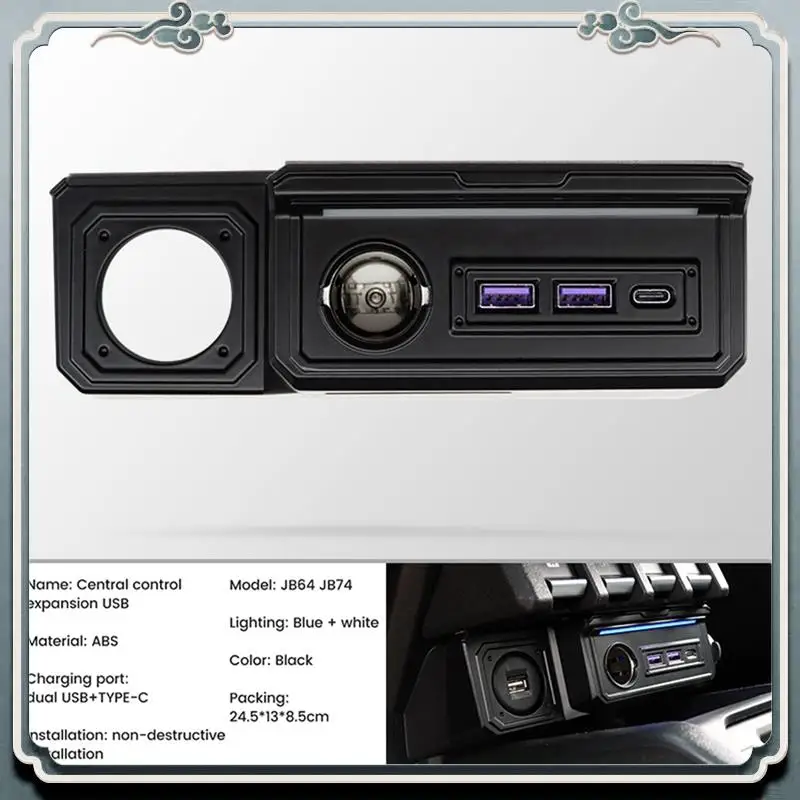 قسط شاحن سيارة الطاقة المزدوج USB مهايئ شاحن ومنافذ شحن نوع C لسوزوكي جيمي JB64 سييرا JB74W 2019-2023