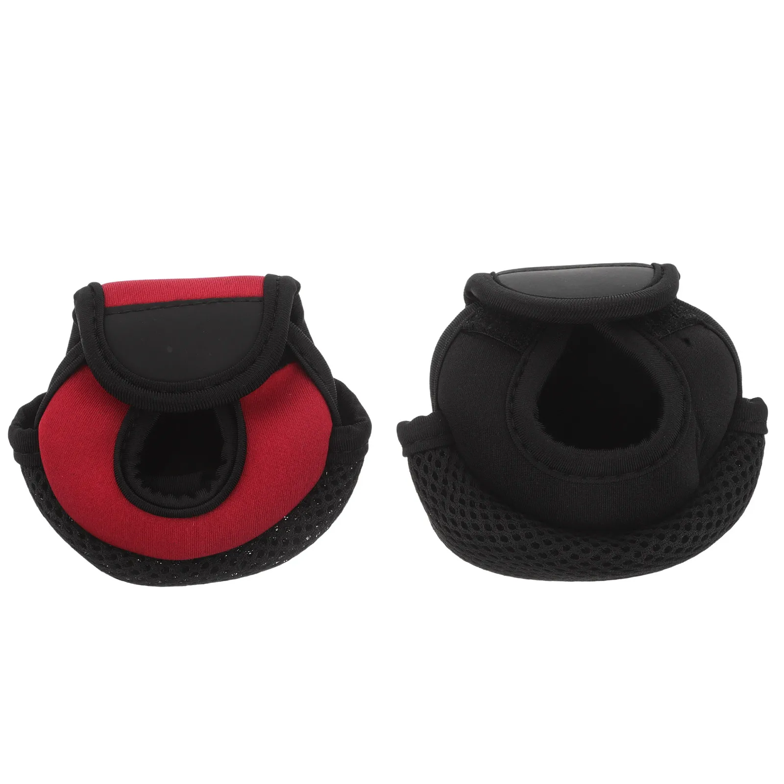 

2Pcs Fishing Reel Organizer Case Black Red Two-Tone Nylon Reel Protector Bag for Baitcasting Spinning Reels Portable Lightweight