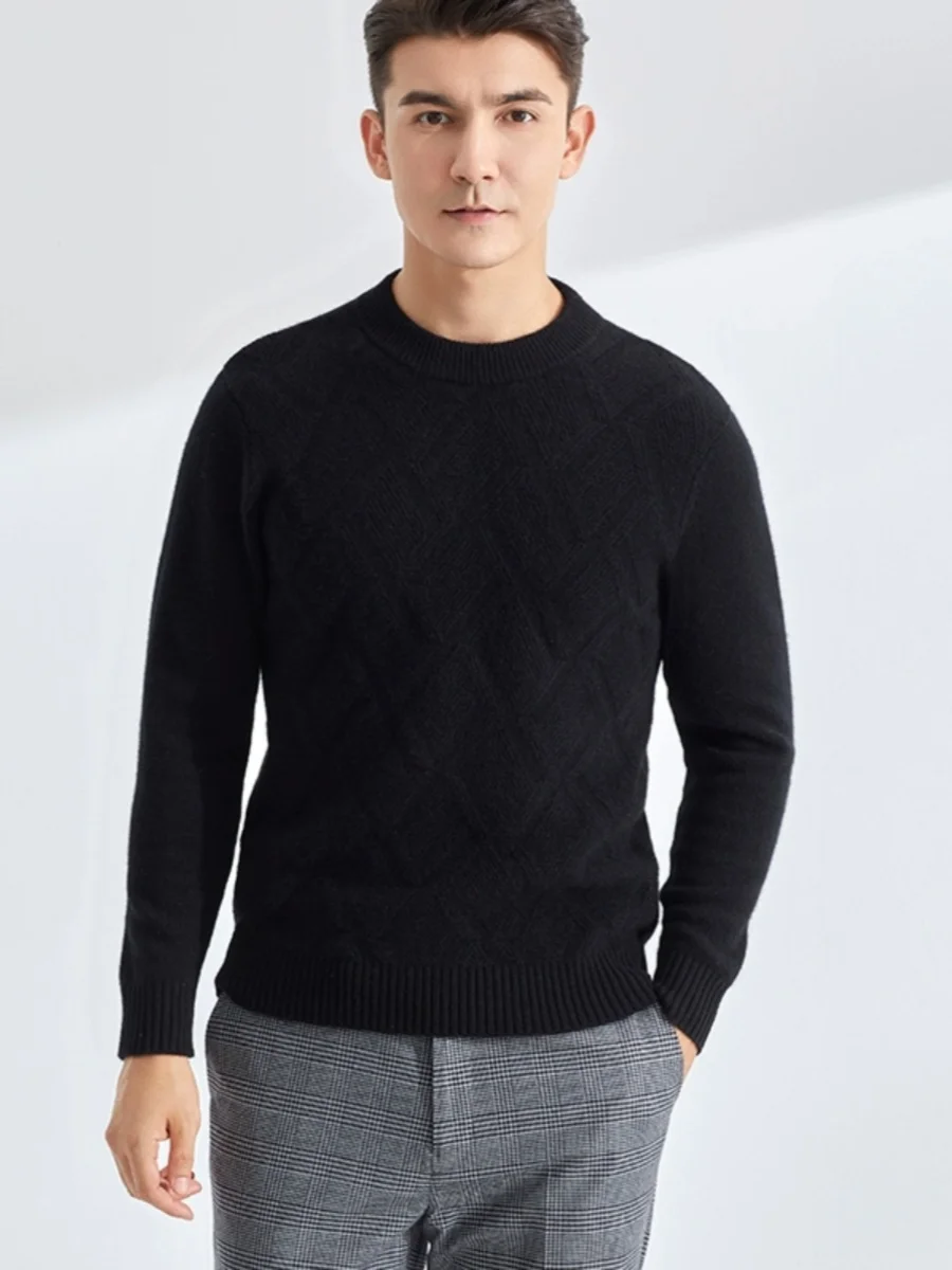 Nuovo maglione di cashmere spesso girocollo in autunno e inverno Maglione da uomo in puro cashmere 100% lavorato a maglia casual Joker