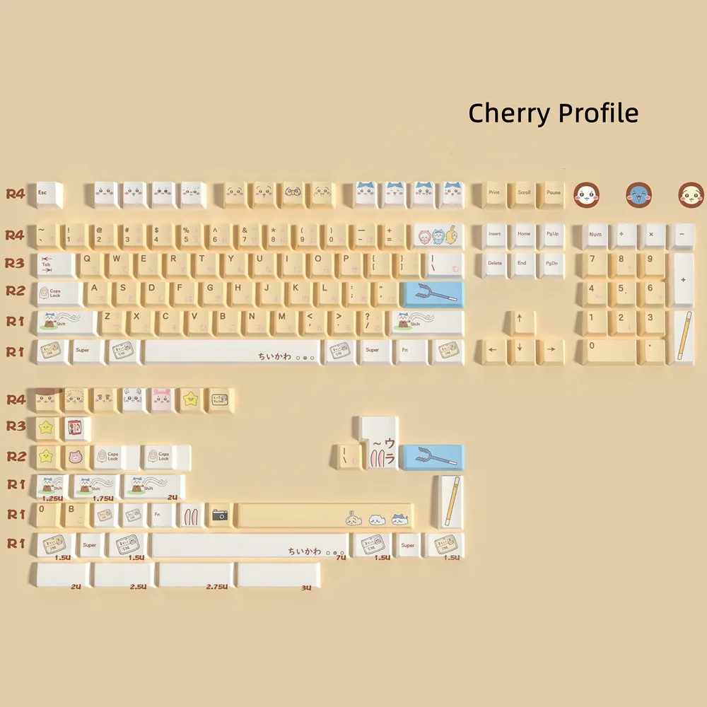 

DYE FITISH Keycap Cherry profile 142 Keys 5 Side DYE-Sublimation 1.5mm Thick KOA Profile Japanese Kit For Mechanical Keyboard