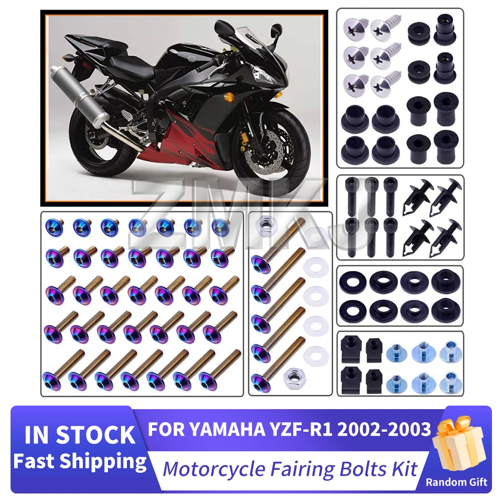 

For Yamaha YZF R1 YZF-R1 2002 2003 Motorcycle Stainless Complete Bodywork Fairing Bolt Kit Screws Clip Motorcycle Accessories