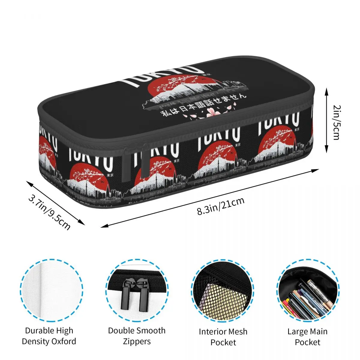 Tokyo - I Don't Speak Japanese White Version Pencil Cases Pen Holder Storage Stationery Big Capacity Pen Box Pencil Bag for Kids