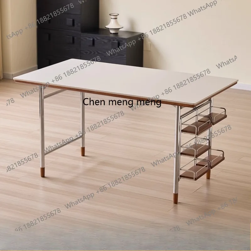

Medieval Bauhaus rock slab dining table solid wood household rectangular living room dining table and chair combination