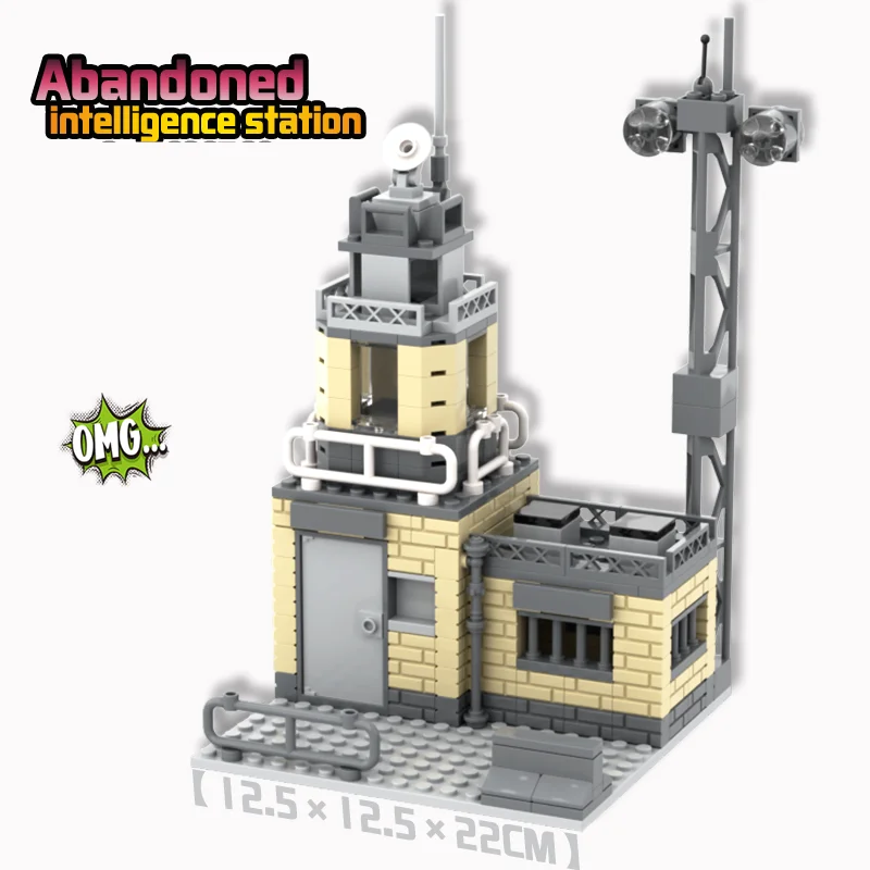 WW2 Military Model Building Abandoned command base Outpost Scenarios Parts Building Blocks Bricks Toys Gifts