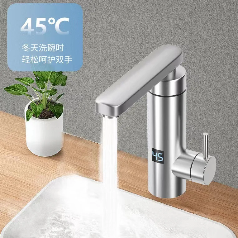 Bateria kuchenna z natychmiastowym podgrzewaniem wody, trzy sekundy do gorącej wody, dwufunkcyjna, ciepła i zimna woda, natychmiastowa, ze stali nierdzewnej, elektryczna.