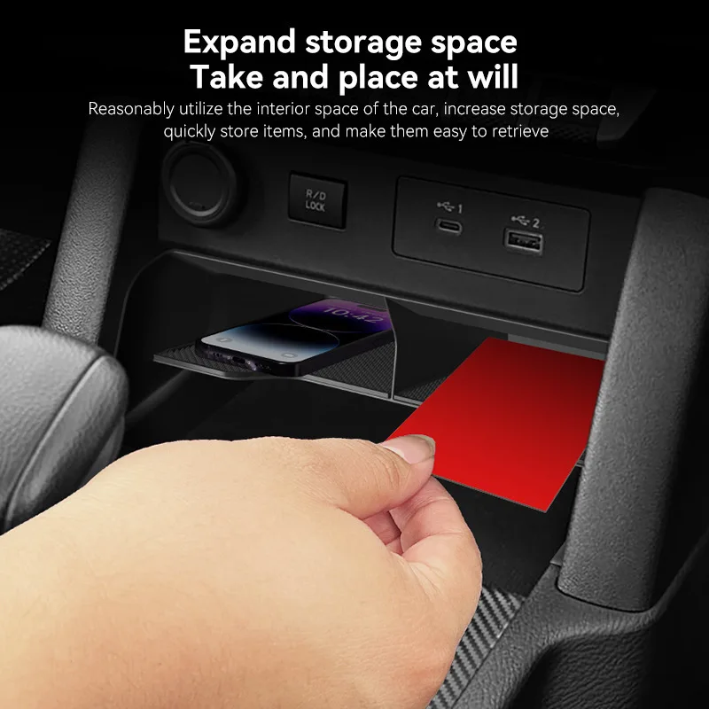 For Mitsubishi Triton L200 2024-2025 Center Console Storage Tray Car Hidden Organizer Box Interior Modification Accessories