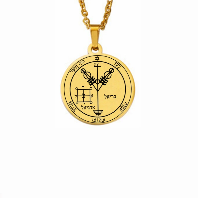 King Solomon Seal Talisman Amulet Jewelry Prosperity Manifest Love Pentacles Coin Medallion Stainless Steel Pendant Necklace