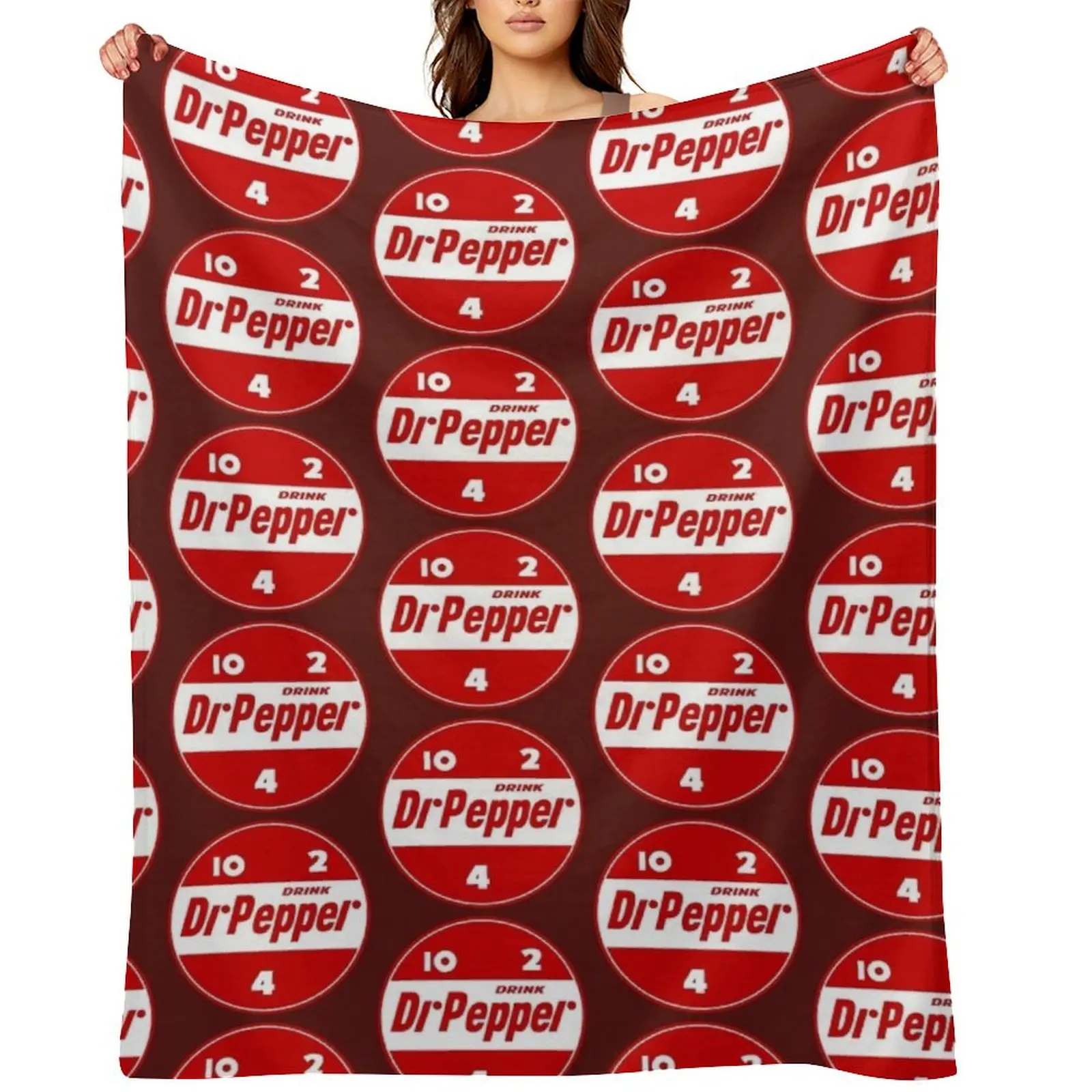 

1950's Dr Pepper Throw Blanket Luxury Designer Stuffeds Furry Soft Big Blankets