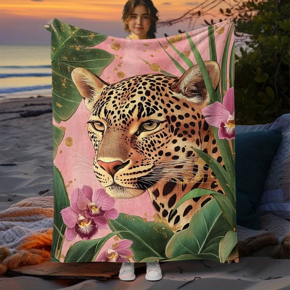 Cheetah Print Flannel Blanket - Lightweight Soft Warm All-Season Throw for Sofa Bed Camping Office, 3 Sizes (31.5x47.2 to 59x78.