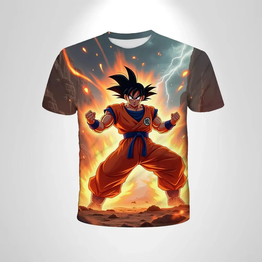 2026 Sommer Dragon Ball T-Shirt Kinder Oberteile Anime Figuren Son Goku Super Saiyan T-Shirt Jungen T-Shirts Kinder Kurzarm – Detail 5
