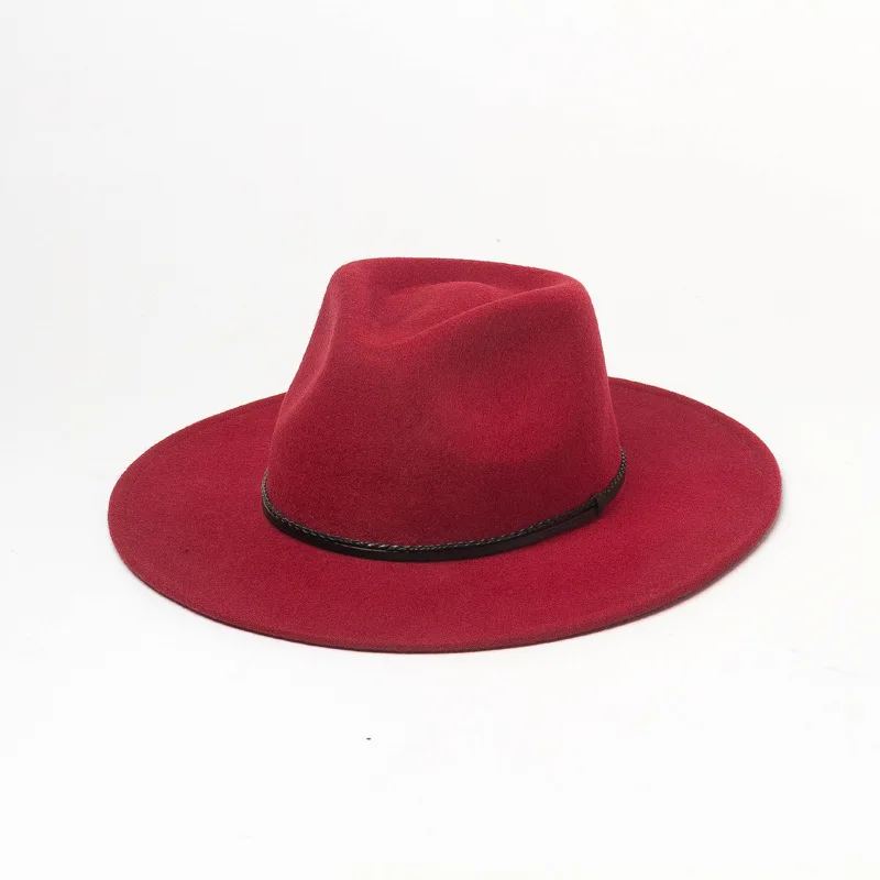 

Autumn and Winter New Fashion Casual Knitwear PU Decorative Wool Felt Jazz Hat for Travel and Shopping