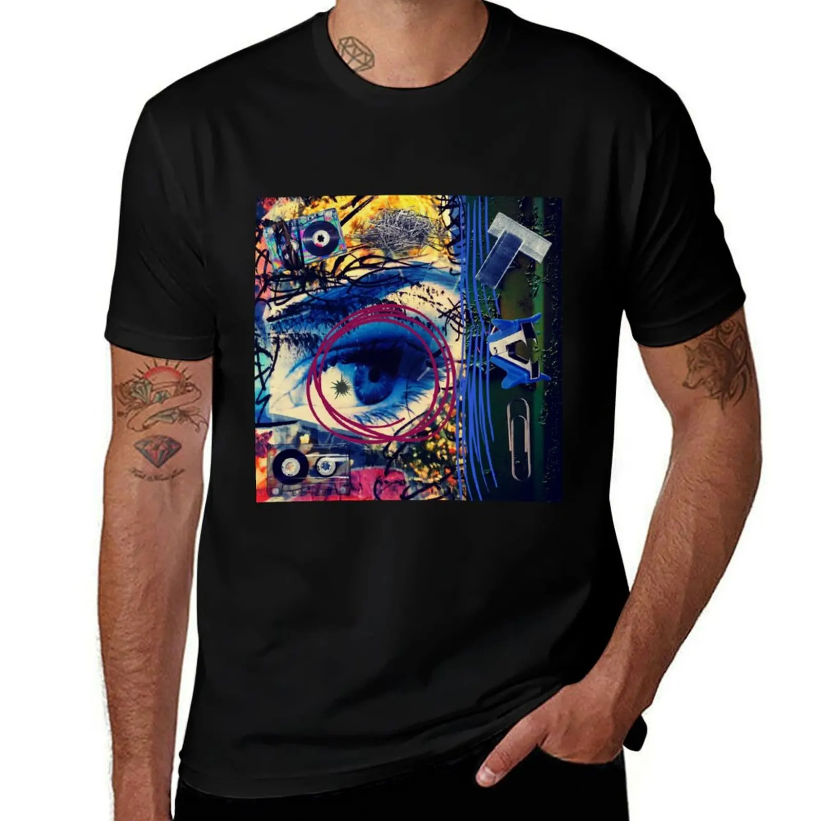 EYE Collage Metal Print T-Shirt Casual Loose Daily Wear T-Shirt