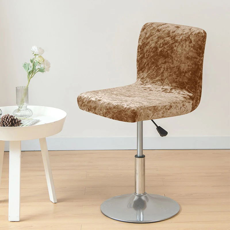 Stretch Swivel Bar Stool Chair Cover Shiny Velvet Fabric Counter Stool Chair Covers Short Back Slipcover Hotel Banquet Wedding