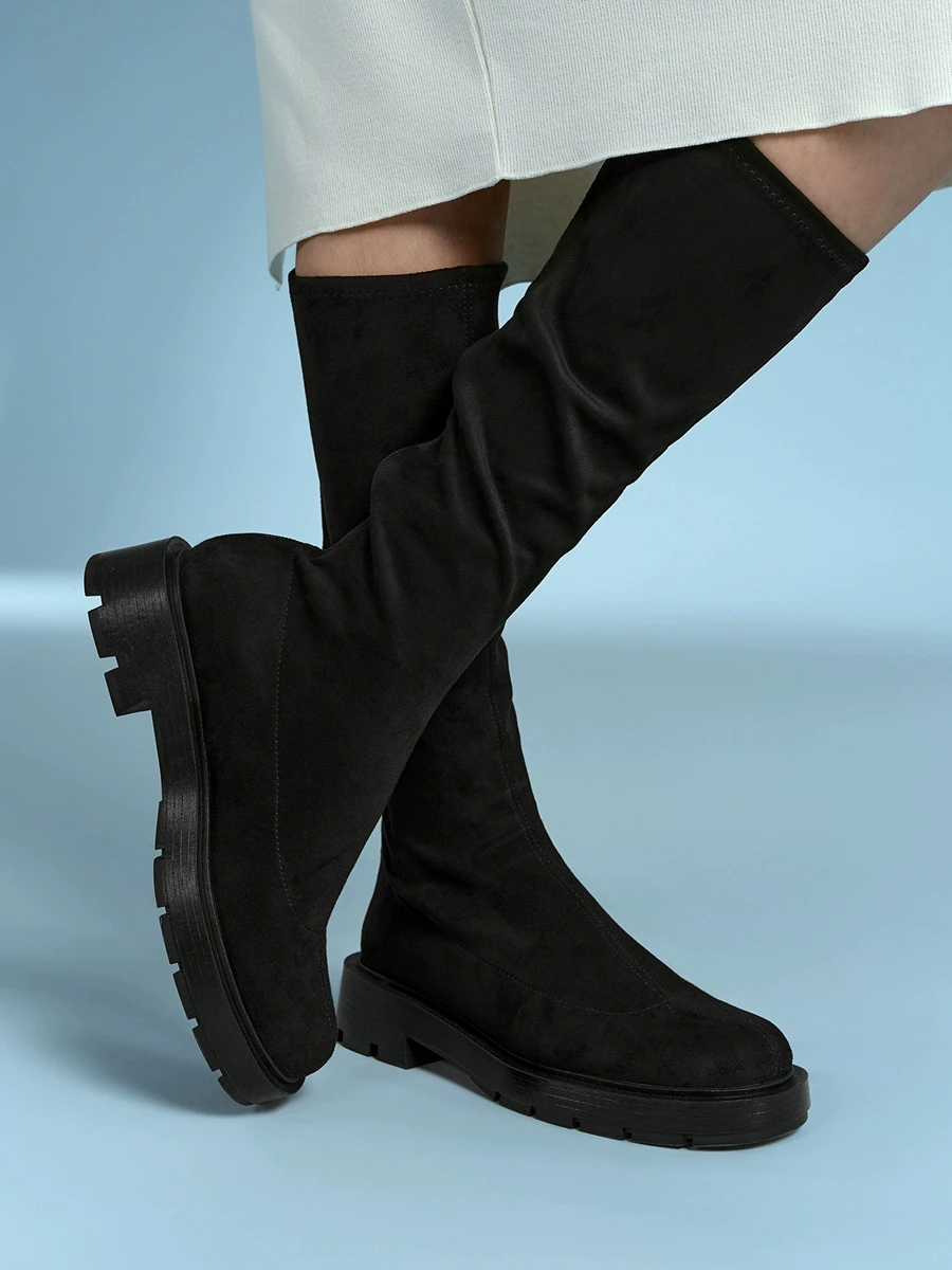 FWRD Women's Solid-Color Knee-High Zipper Riding Boots, Leather-Like, Comfortable for Daily Wear & Outdoor #FWRD000289