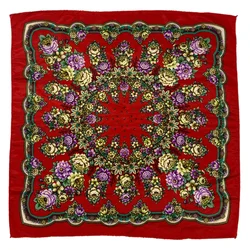 Bufanda cuadrada rusa para mujer, Bandana con estampado Floral, chal ucraniano, diadema femenina, pañuelo Babushka, envolturas para la cabeza, 70x70cm