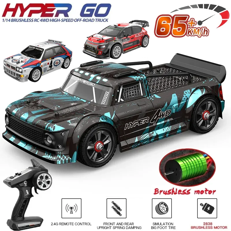 Hyper Go MJX 14301 14302 14303 1/14 RC 자동차, 브러시리스 2.4G 리모컨 자동차, 4WD 오프로드, 65 km/h 고속 RC 자동차, 트럭 장난감 